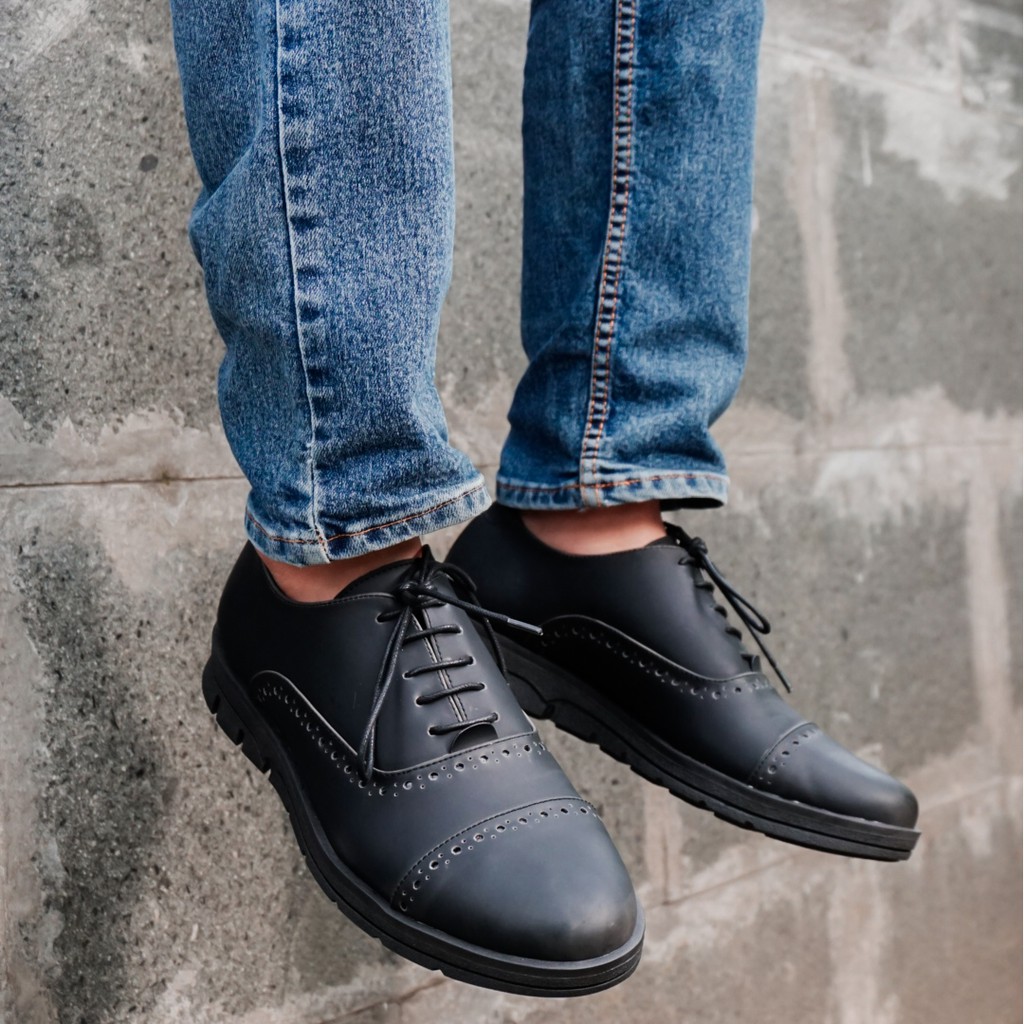 TOMFORD BLACK |FORIND x BARNUM| Sepatu Kulit Formal Klasik Classy Captoe Simple Pria/Cowok - Oxford