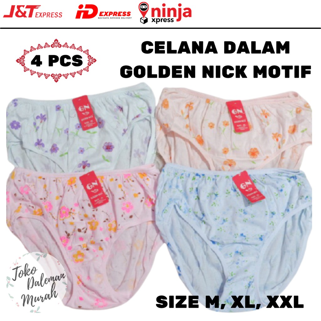 ( 4 PCS ) DALEMAN MURAH - CD WANITA GOLDEN NICK - CELANA DALAM MOTIF - CD MOTIF GOLDEN NICK