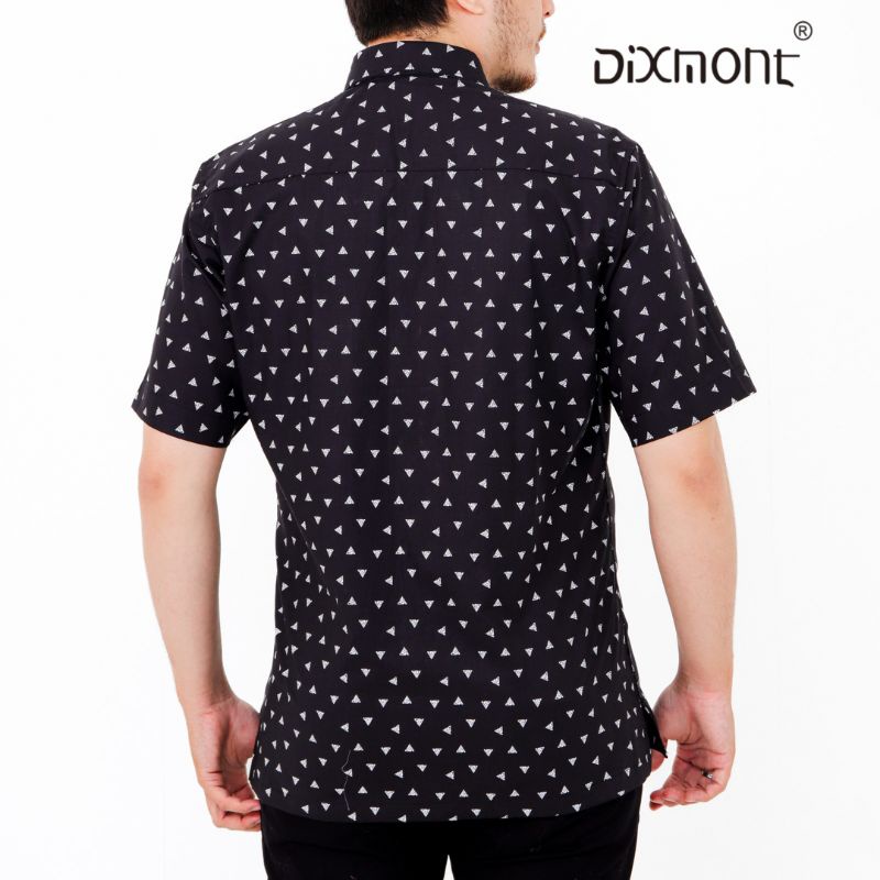 Dixmont Kemeja Pria Basic Formal Motif Lengan Pendek Hem MS00222