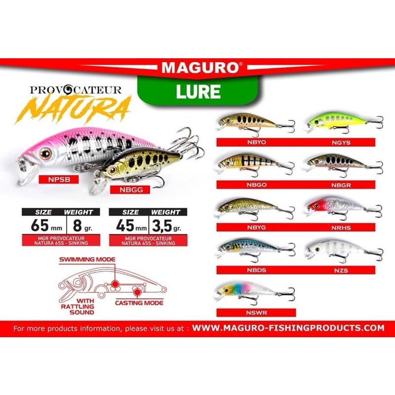 MINNOW MAGURO 45MM 5.5G, 65 MM 6GR