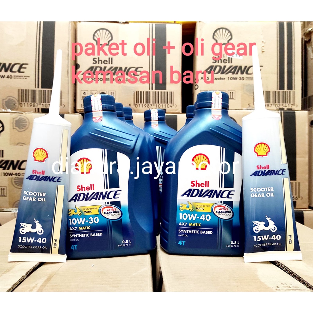 SEPAKET SHELL ADVANCE AX7 SCOOTER MATIC 800 ML + OLI GEAR SHELL 120 ML ( SAE 10/30 - 10/40 ) FOR ALL MATIC 100% ORIGINAL