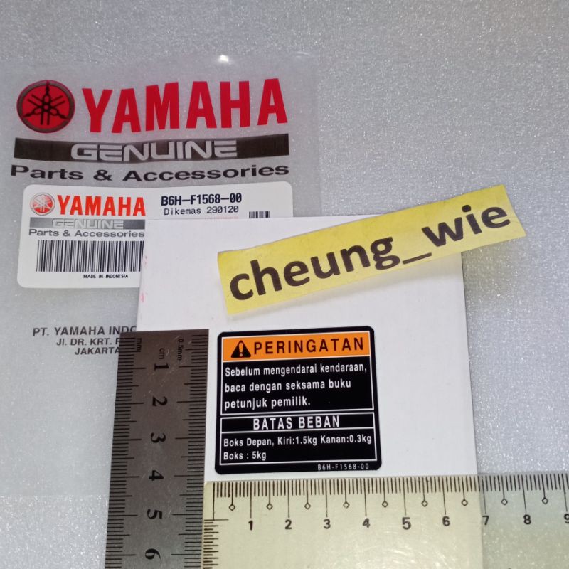 B6HF156800 Stiker Warning dek Yamaha New NMAX 155 VVA ori YGP