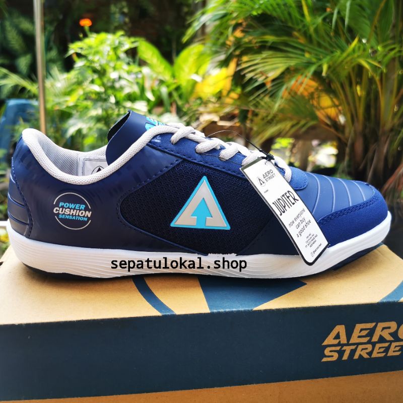 AEROSTREET JUPITER NAVY SEPATU SNEAKERS LOKAL LOCAL SPORT OLAHRAGA FUTSAL GOWES