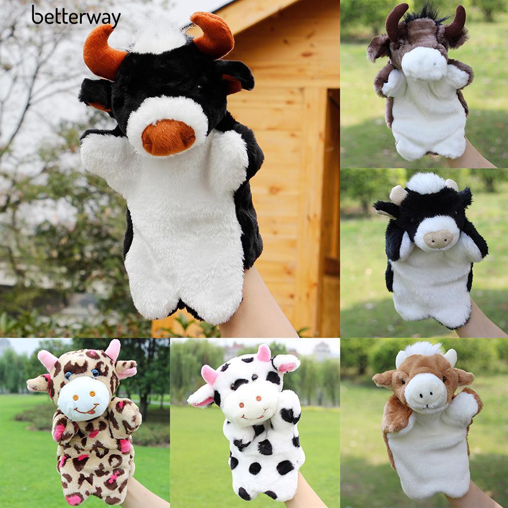 Kartun Indah Mini Plush Sapi Sapi Banteng Hewan Boneka Tangan Anak Anak Mendongeng Mainan