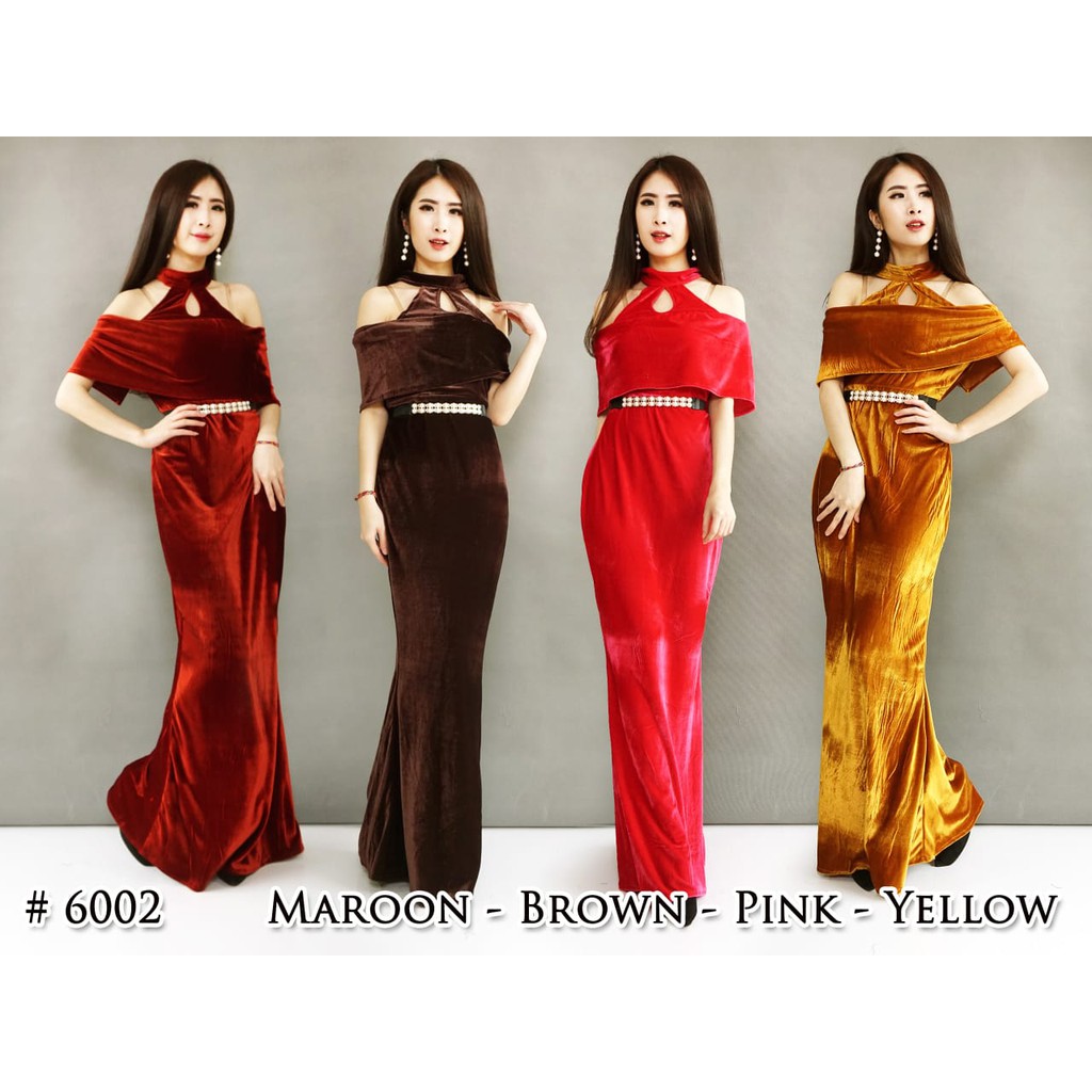 LONGDRESS GAUN PANJANG PESTA FASHION WANITA CASUAL PARTY DRESS BLUDRU 6002