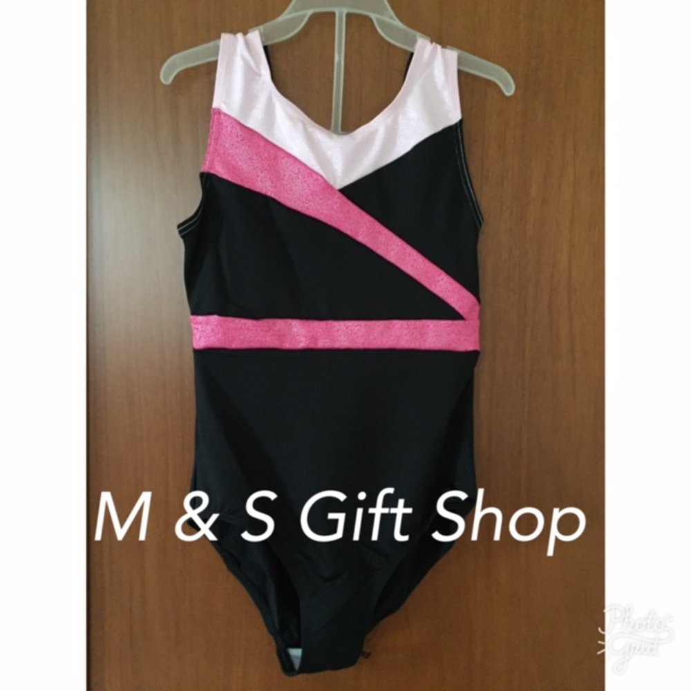 Unik Girls Leotard Anak for Gymnastics Pink Black 02 Size 8 Berkualitas