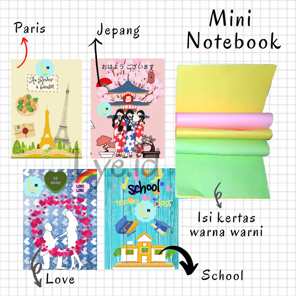 

Notebook Mini Paris/ Jepang/ Love/ School/ Buku Catatan Seri 1 / Buku Kertas Warna/ Buku Memo