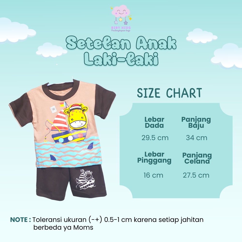 Setelan Bayi Laki-Laki 6-12 Bulan Baju Stelan Baby Boy Motif Karakter Lucu Murah Pakaian Anak Cowok Keren