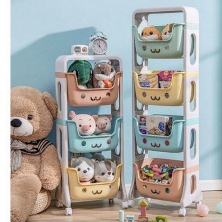 RAK MAINAN SUSUN SERBAGUNA TEMPAT MAINAN ANAK 2 SUSUN 3 SUSUN 4 SUSUN PORTABLE TOYS RACK