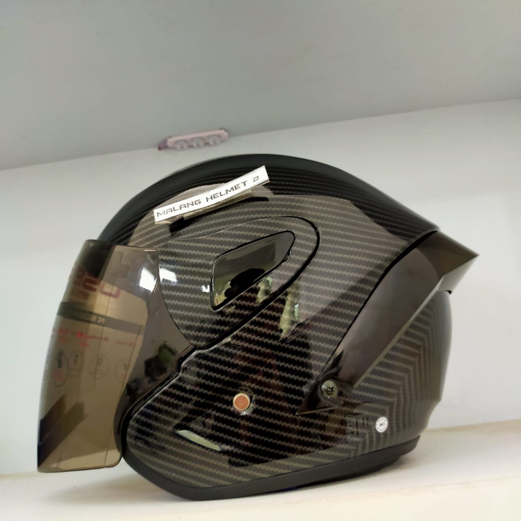 Helm Half Face MVStar WindTail Carbon Glossy (Ongkir Termurah 2kg)