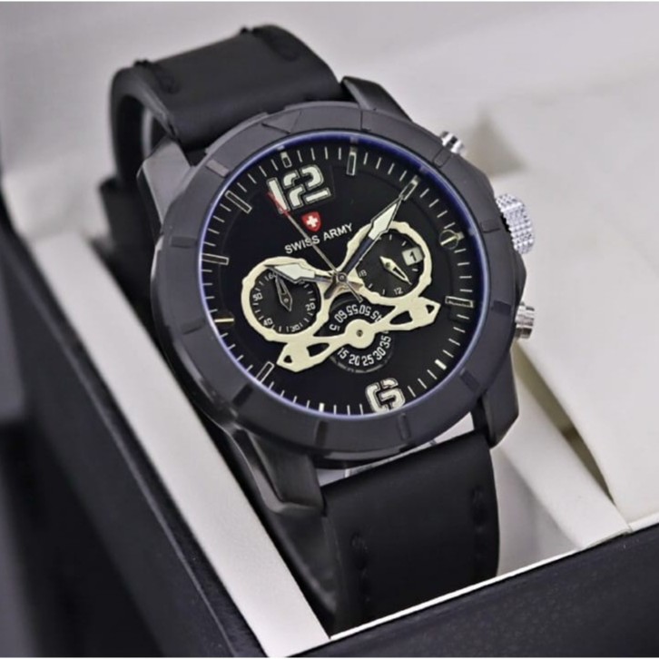 TERLARIS !!! Jam Tangan Pria Analog 27091SV Tali Kulit Chronograph Free Baterai (COD)