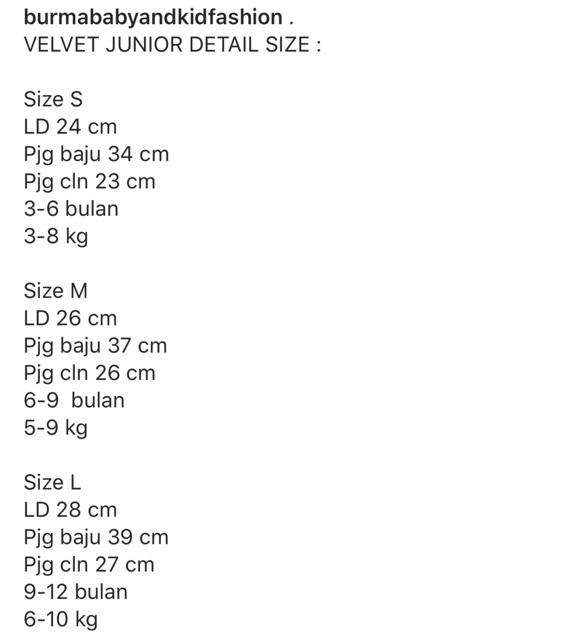 Velvet junior stelan oblong kancing pundak size S / M / L