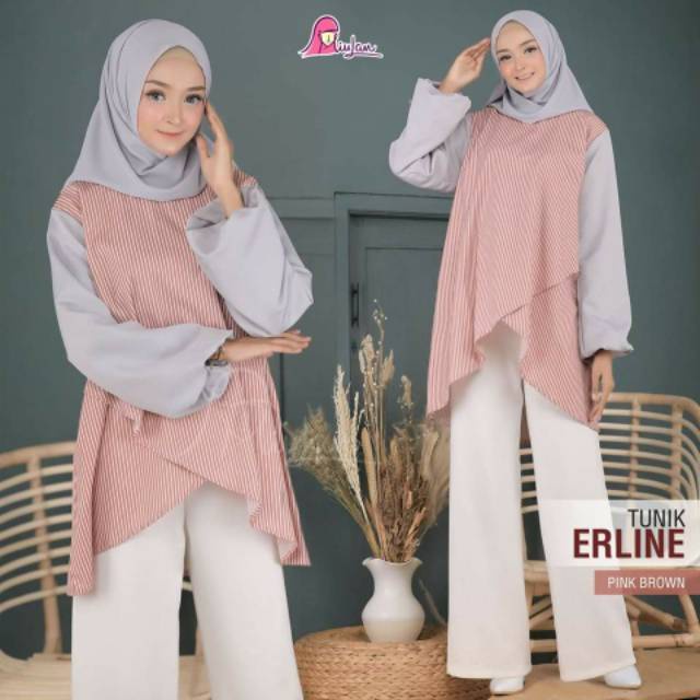 MIULANOKE TUNIK ERLIN BAJU ATASAN MIULAN MOTIF GARIS FASHION WANITA BAJU KATUN FASHION KEKINIAN BY M