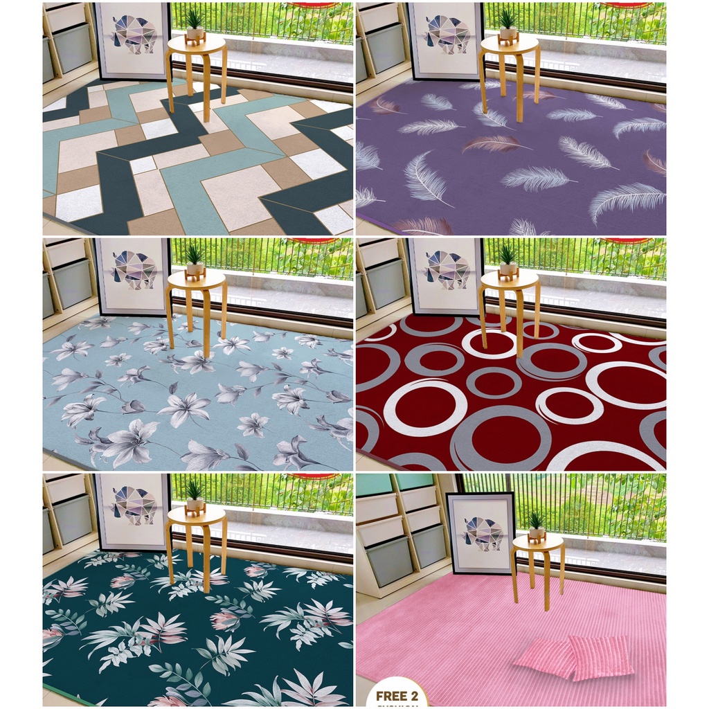 Karpet Bulu Polos &amp; Motif Merk Kintakun &amp; Lady Rose Ukuran 100x150cm, 150x200cm Flannel Polyester - Bulu Sanitized