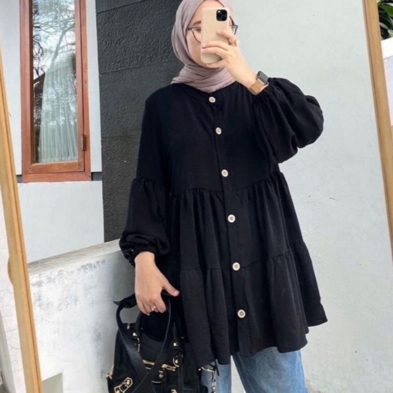 MAUDY TUNIK CRINKLE AIRFLOW / TUNIK WANITA FULL KANCING