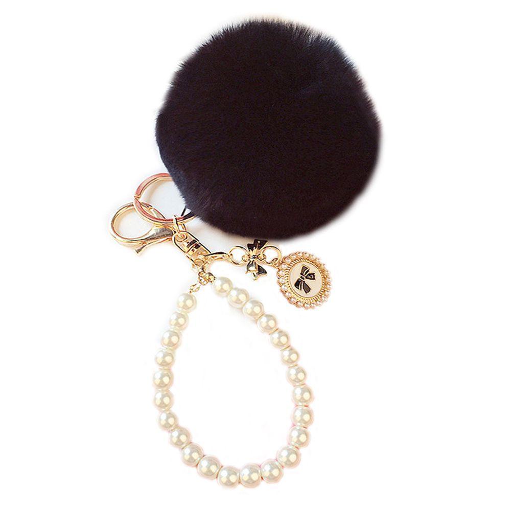 Lanfy Gantungan Kunci Hadiah Fluffy Lovely Ball Key Ring Pendant Mobil Bulu Kelinci Chic Lembut