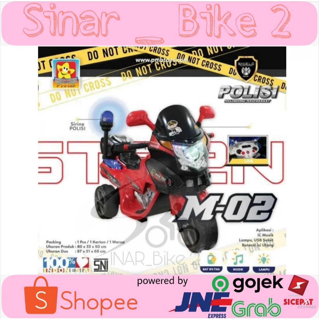 Motoran Aki Anak Pmb M 02 Mainan Roda Tiga Musik Lampu Usb