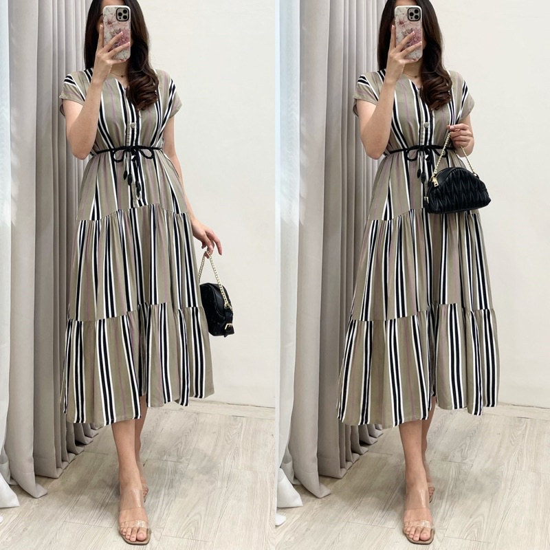 Amariel Malibu Home Dress - Daster Nyaman Adem-Mlb: Line Sage