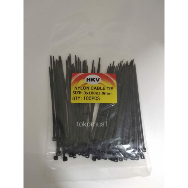 Kabel Ties Nylon Ukuran 10cm /15cm/25cm/30cm Harga 1 Pack isi 100 Pcs MURAH-HITAM