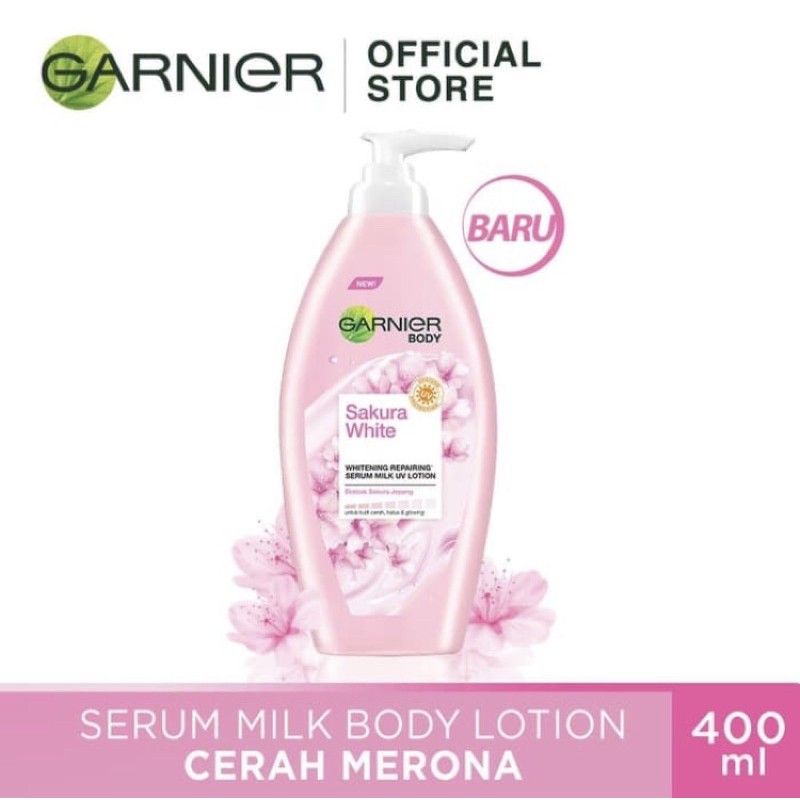 Garnier body lotion sakura white pink serum milk uv 400ml