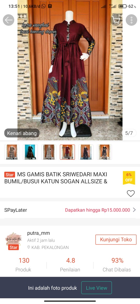 Gamis Batik Manggar,sekar,cantik, Kubis,kupu,padi,daun