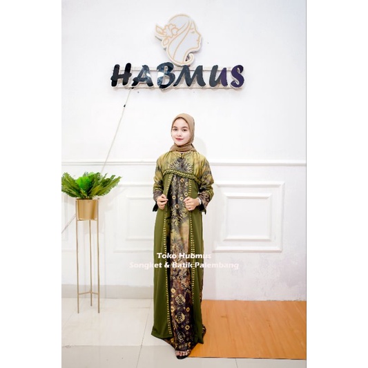 couple gamis jumputan palembang asli sutra silk mix sifon