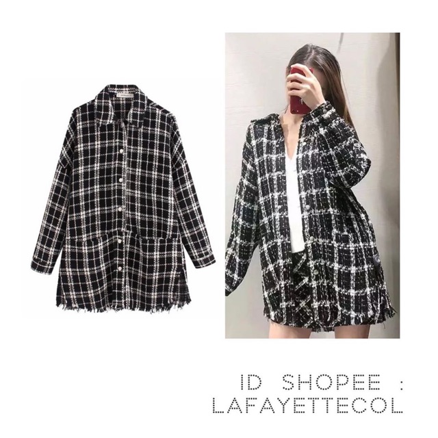 zara black tweed blazer