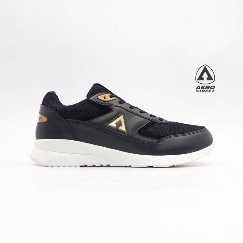 Aerostreet 37-43 OSAKA black gold - Sepatu Sneakers Casual Sport Sekolah Pria Wanita Aero Street medan