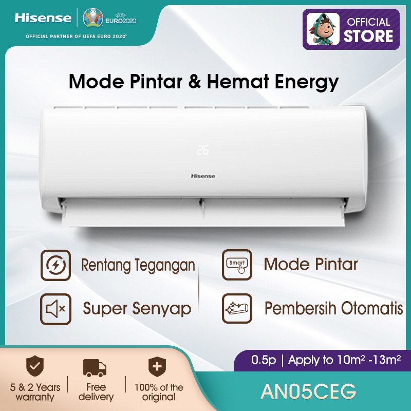 AC HISENSE 1/2 PK AN05CEG SUPER COLL R32 - 05CEG Garansi Resmi