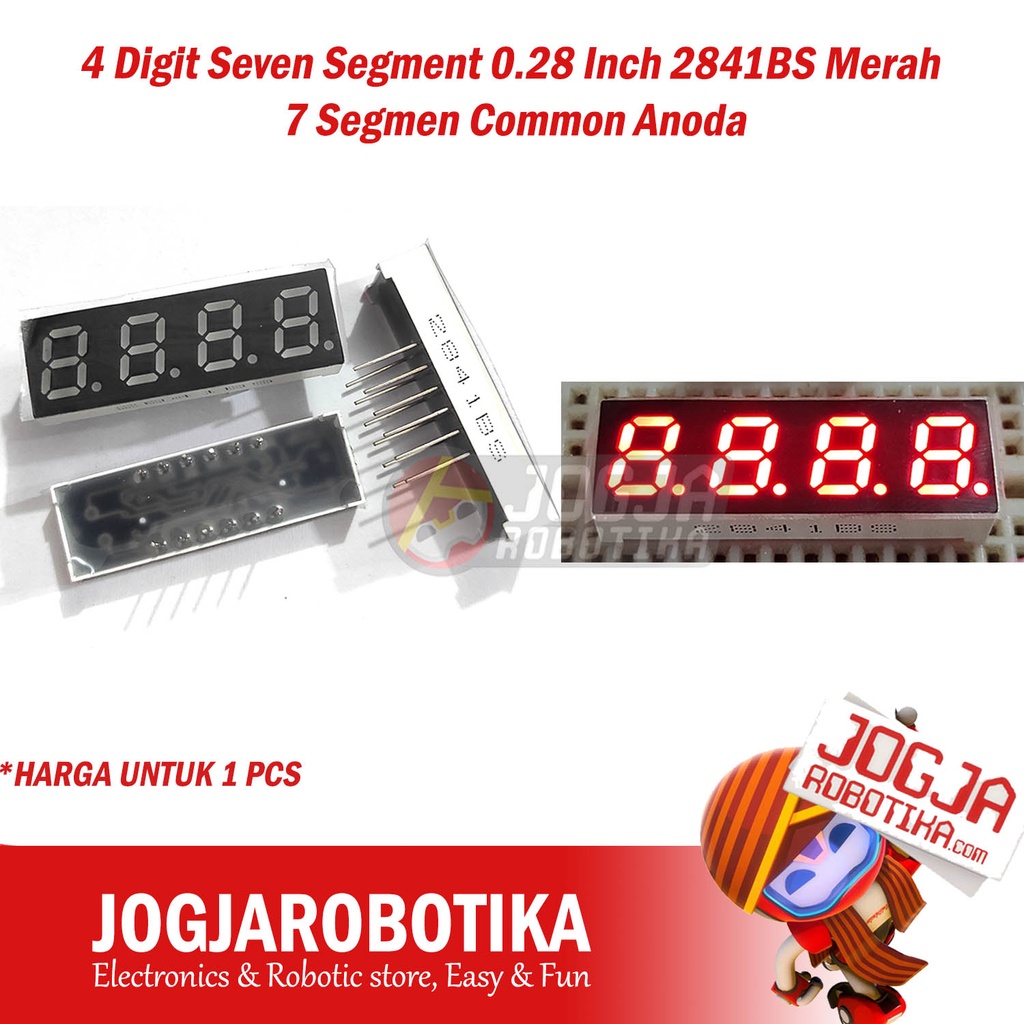 4 Digit Seven Segment 0.28 Inch 2841BS Merah 7 Segmen Common Anoda Anode