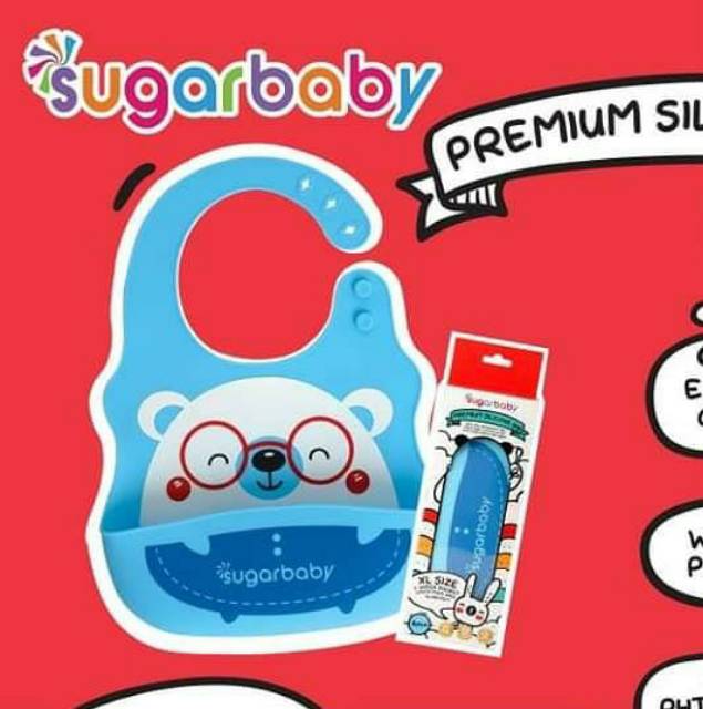 SLABER SILICONE XL SUGARBABY  BIB SUGAR BABY TATAKAN MAKAN CELEMEK MAKAN JUMBO CELEMEK BAYI LABER