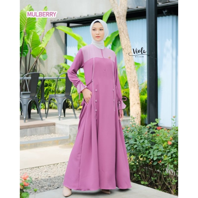 GAMIS NAIMA DRESS ORI VIOLA HIJAB TERBARU DRESS WANITA CANTIK KEKINIAN