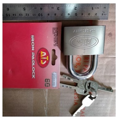 KUNCI GEMBOK PUTIH PADLOCK LEHER PENDEK / PANJANG 60MM ATS