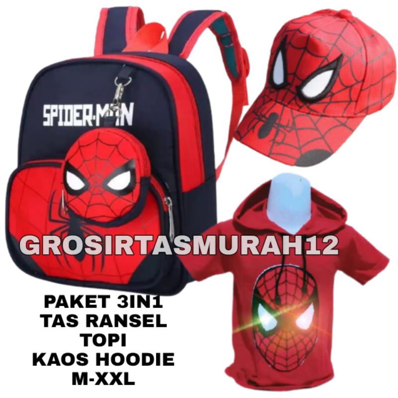 Baju anak kaos led hodie anak superhero led SpidMan