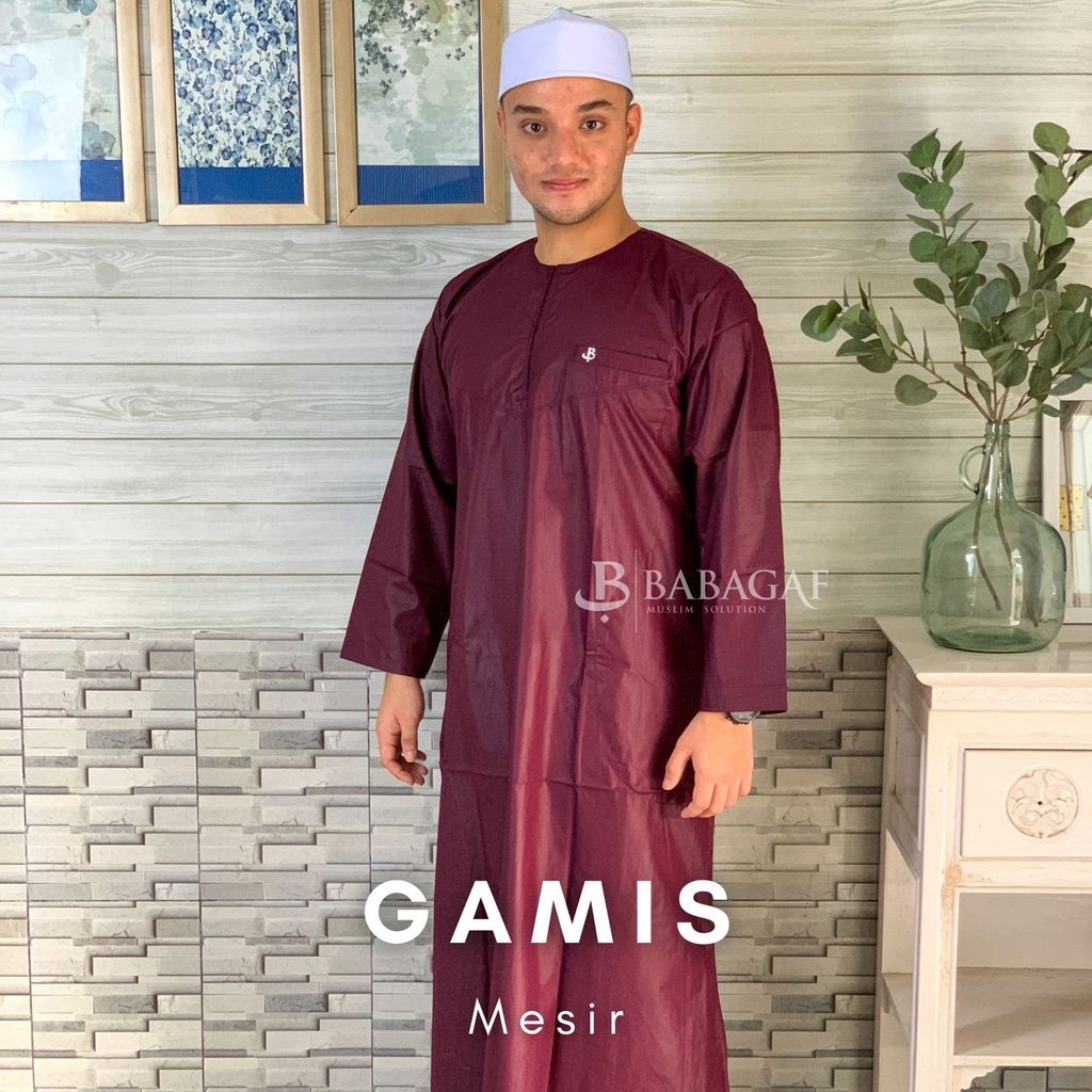 Gamis Mesir Babagaf Jubah Muslim Pria Dewasa Premium Fashion Muslim Model Tanpa Kerah