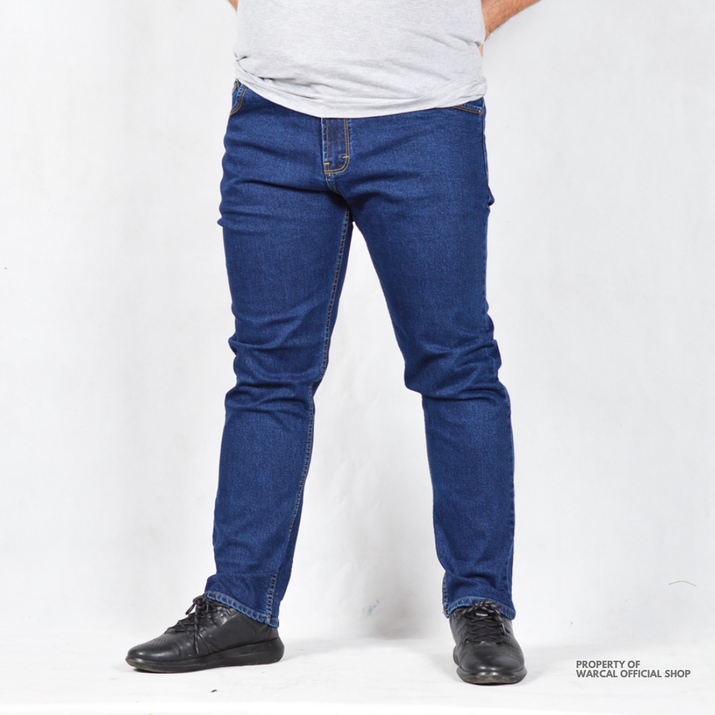 Celana JUMBO Pria Slimfit Jeans Panjang Bigsize Karet Biowash