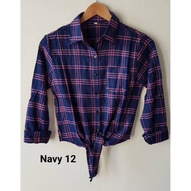 KEMEJA KOTAK IKAT navy12 - FAshion wanita
