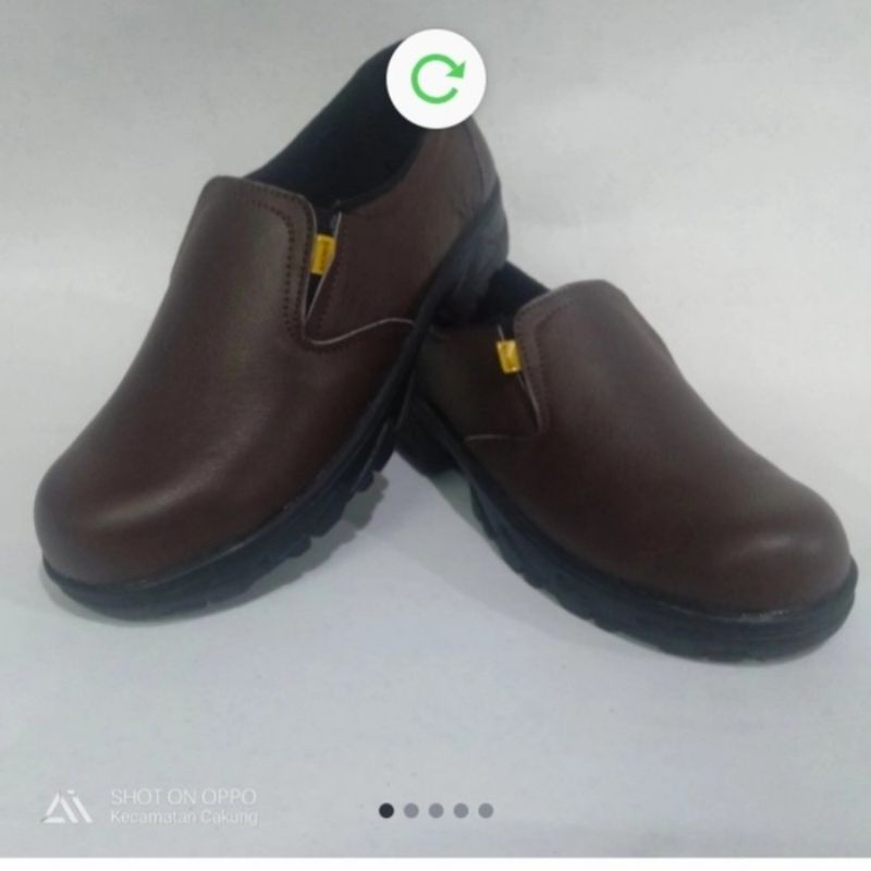 Sepatu Safety Slip On Septi Pria Ujung besi Septy Slop Selop  Kerja Lapangan Proyek Sepatu Safety Kulit Sapi Asli Slip On Original Septi Pria Ujung Besi Septy Slop Selop Kerja Lapangan Proyek Industri Sefti Shoes