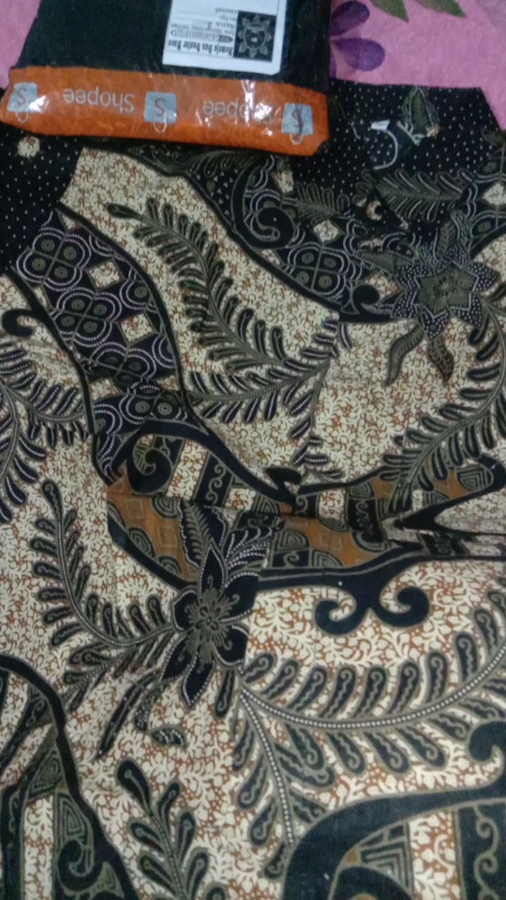 Kemeja Batik Pria Lengan Panjang Size M L Xl Xxl  Bswart Batik Hrb026 Kenongo Hem Panjang Padi