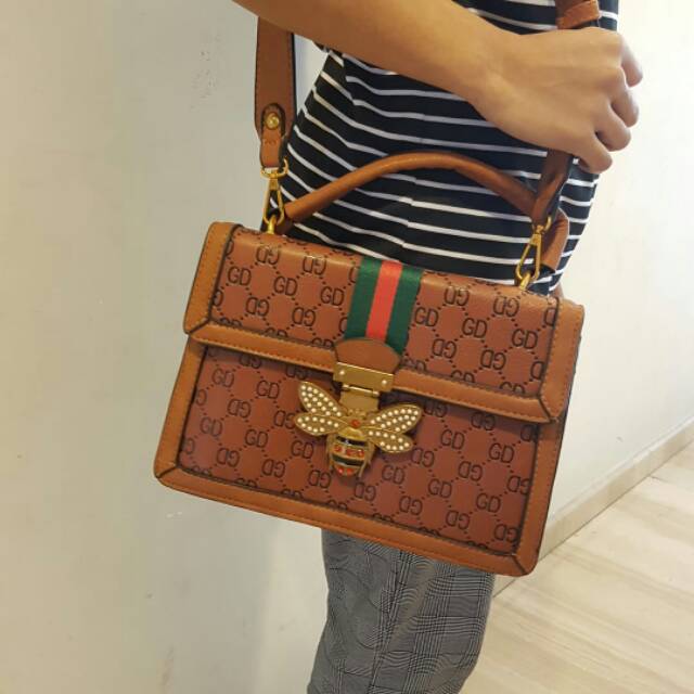 Diskon! Handbag Wanita Tas Fashion Batam Hand Bag Import Motif Embos Tebal 9852