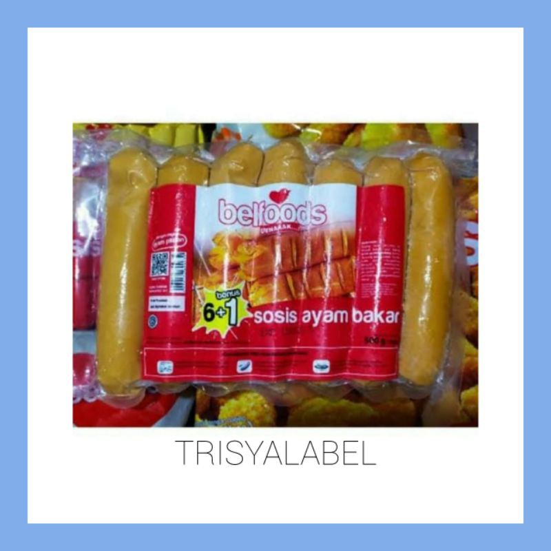 

Sosis Ayam Bakar Belfoods isi 7pcs | Frozen Food | TRISYALABEL