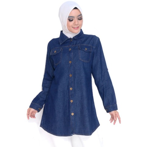 Fifi FASHION Tunik Denim Tangan Panjang Model Terbaru - Vicky