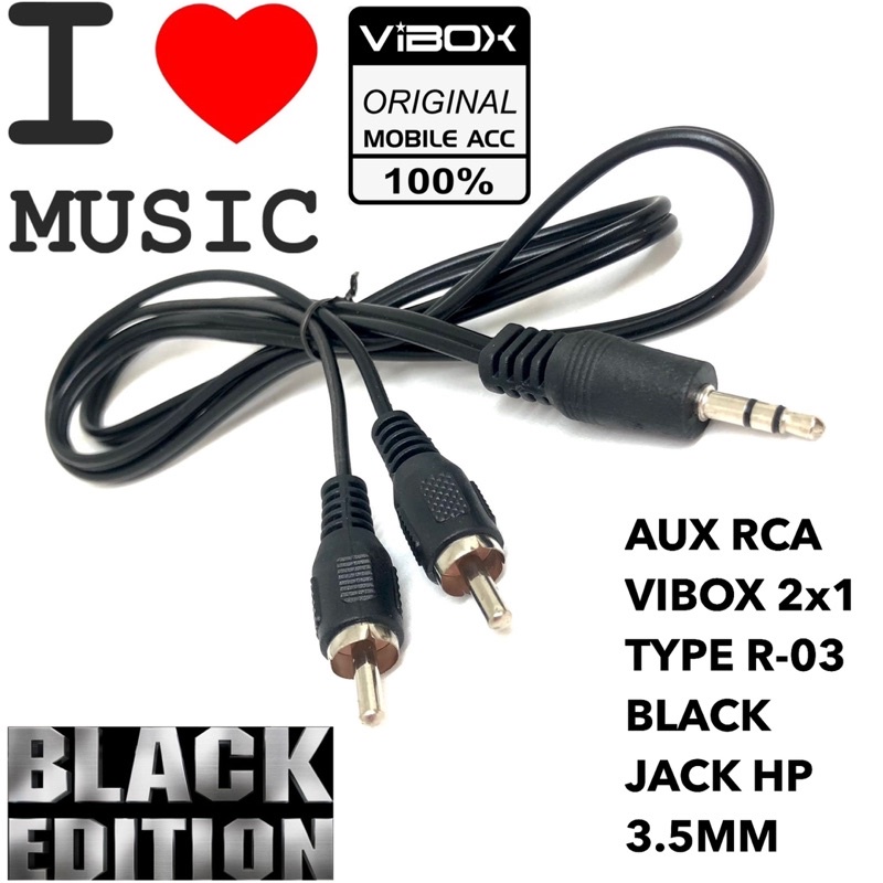 GROSIR KABEL AUX RCA R03 VIBOX RCA 2x1 BLACK SERIES R-03 JACK 3.5MM HD TO AV AUDIO OUTPUT