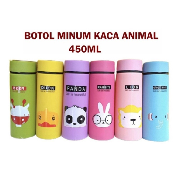 Botol Minum Kaca Animal 450 Ml