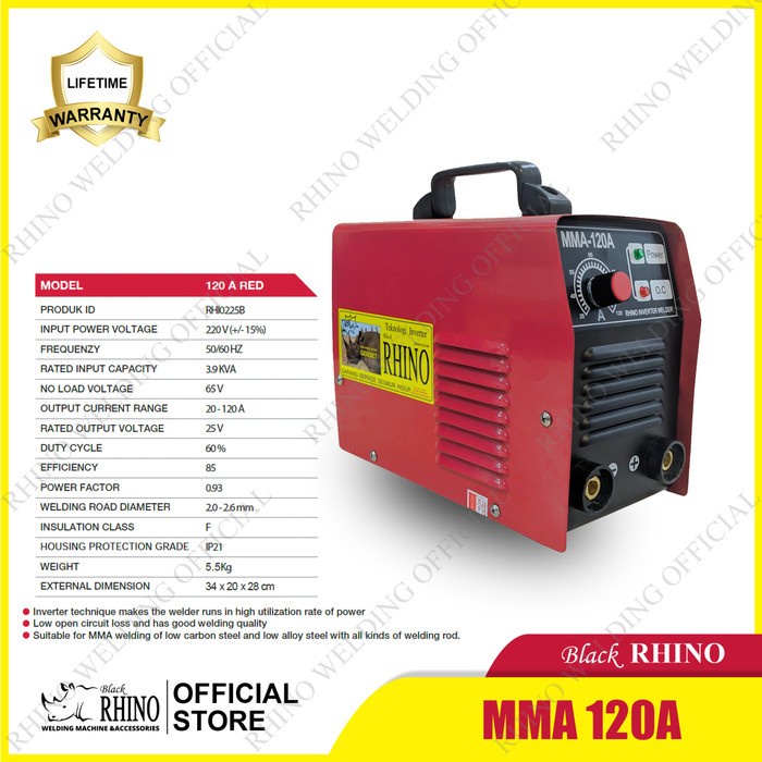 rhino MESIN LAS RHINO MMA-120 RED 900W