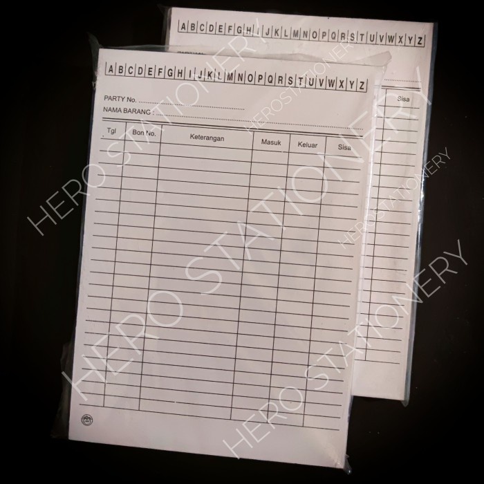 

Nikmati Kartu Stok Barang Stock Inventory Card Ukuran Kwarto . 100 Lembar Sale!!!