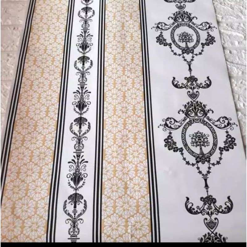 wallpaper stiker dinding motif batik hitam salur emas