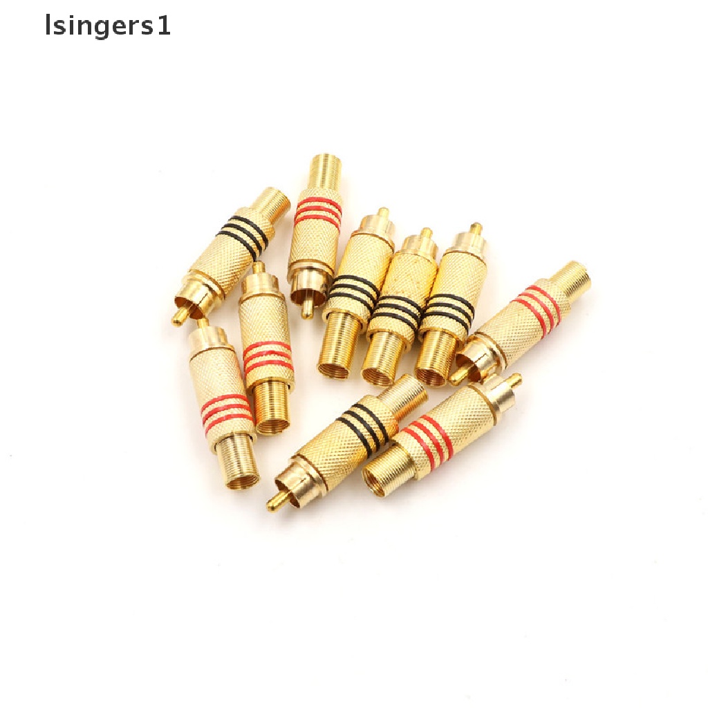 (lsingers1) 10pcs Konektor Jack Audio RCA Male Warna Merah / Hitam / Emas