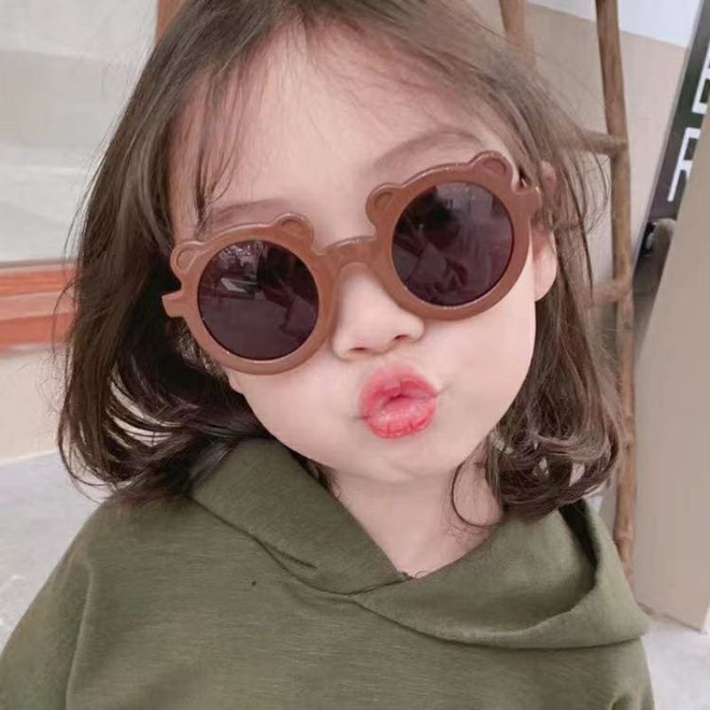 kacamata anak new trend/fashion cewek cowok telinga beruang bulat hitam