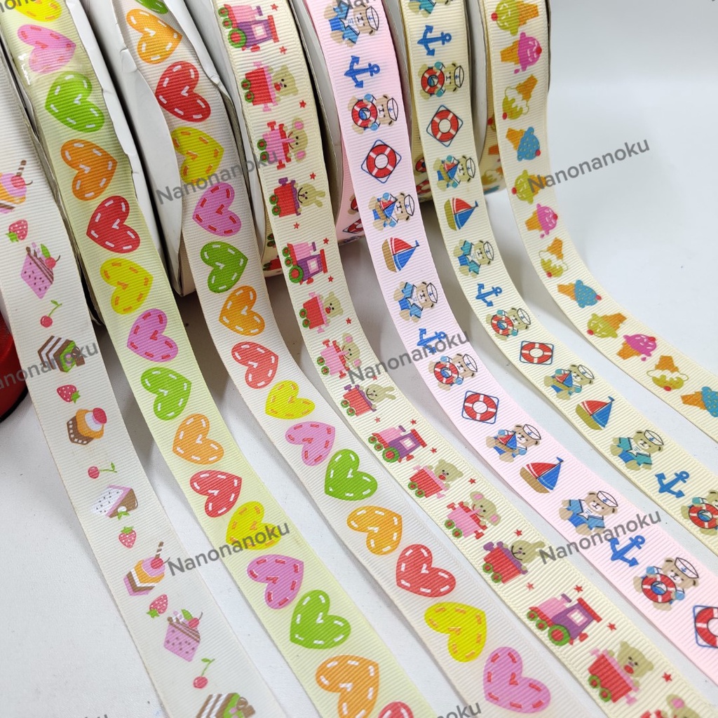 

[5 METER] Pita Grossgrain 1 inch (2,5 cm) Berbagai Motif Hampers Souvenir Parsel